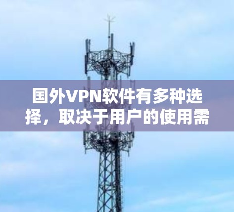国外VPN软件有多种选择,取决于用户的使用需求和预算。以下是一些常见的VPN软件推荐,涵盖了功能、价格、安全性和兼容性的考虑 国外VPN软件有多种选择,取决于用户的使用需求和预算。以下是一些常见的VPN软件推荐,涵盖了功能、价格、安全性和兼容性的考虑